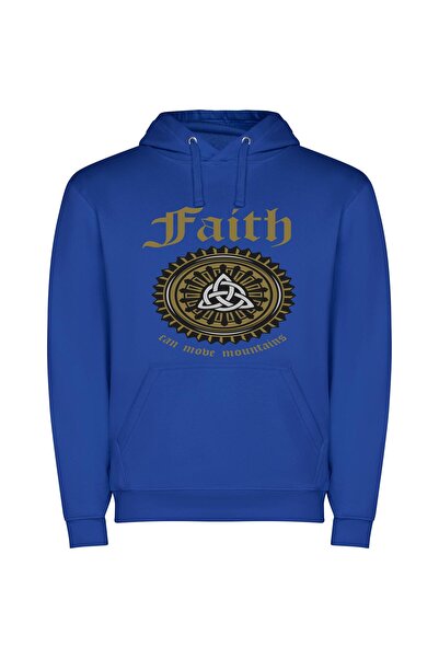 iLovePrints Gilded Occult Faith: Aesthetic Φούτερ με κουκούλα σε χρώμα Μπλε