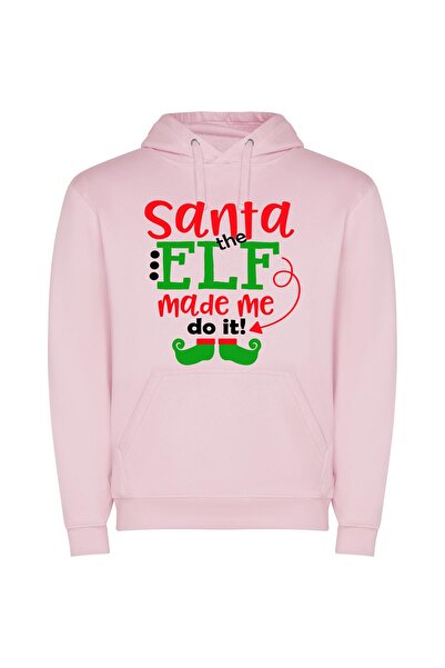 iLovePrints Mischievous Elf Shenanigans Φούτερ με κουκούλα σε χρώμα Ροζ