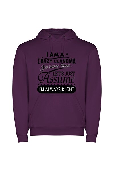 iLovePrints Grandma's Right, Always Φούτερ με κουκούλα σε χρώμα Μωβ