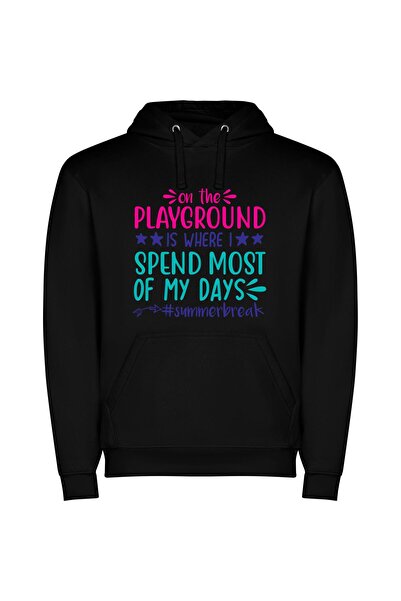iLovePrints Summertime Playground Bliss Φούτερ με κουκούλα σε χρώμα Μαύρο