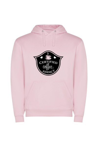 iLovePrints Certified Coffee Obsession Φούτερ με κουκούλα σε χρώμα Ροζ