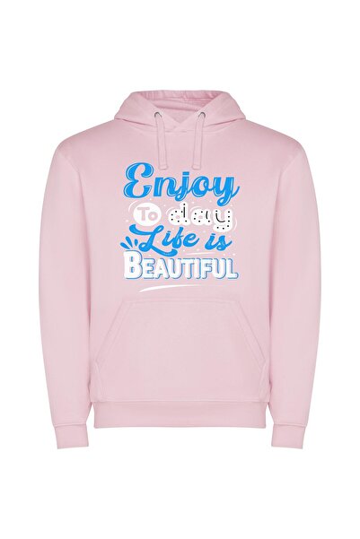 iLovePrints Life's Beautiful Moments Φούτερ με κουκούλα σε χρώμα Ροζ