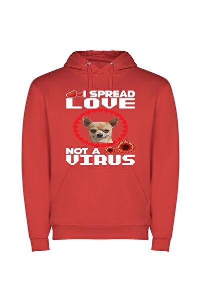 iLovePrints Corona-Chi Happiness Φούτερ με κουκούλα σε χρώμα Κόκκινο