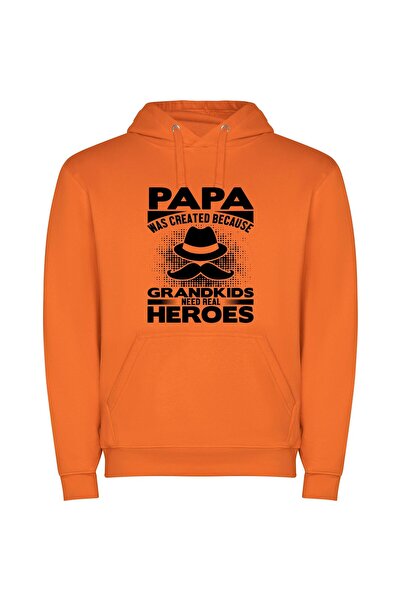 iLovePrints Real Heroic Grandpa Φούτερ με κουκούλα σε χρώμα Πορτοκαλί