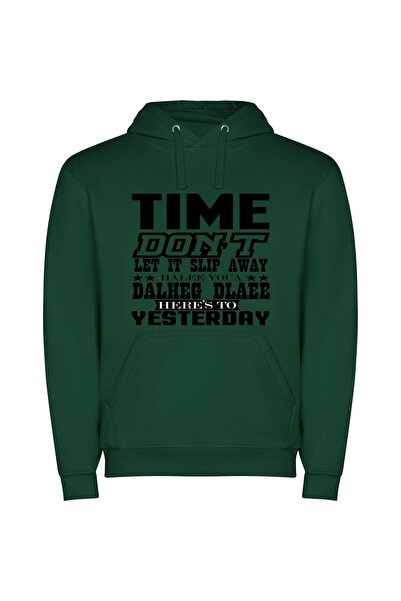 iLovePrints Time Blame, Delete, Enes Φούτερ με κουκούλα σε χρώμα Πράσινο