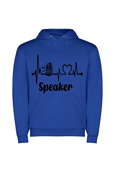 iLovePrints Monochrome Speaker Ensemble Φούτερ με κουκούλα σε χρώμα Μπλε