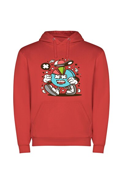 iLovePrints Colorful Surprised Cartoon Mascot Φούτερ με κουκούλα σε χρώμα Κόκ...