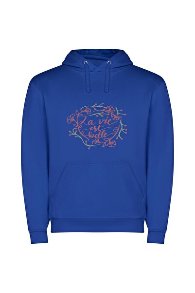 iLovePrints Belle Wreath Life's Splendor Φούτερ με κουκούλα σε χρώμα Μπλε