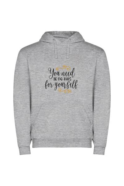 iLovePrints DIY Self-Inspired Header Φούτερ με κουκούλα σε χρώμα Γκρι