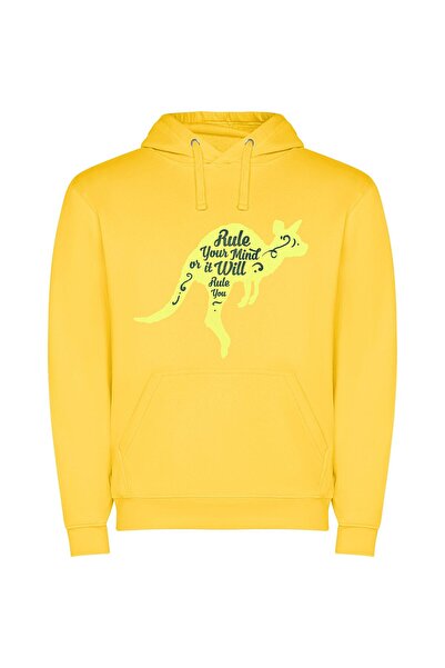 iLovePrints Bold Elegance: Golden Quote Φούτερ με κουκούλα σε χρώμα Κίτρινο