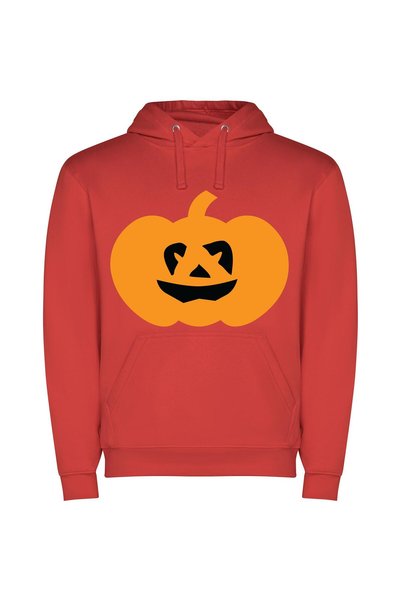 iLovePrints Grim Gourd Grin Φούτερ με κουκούλα σε χρώμα Κόκκινο