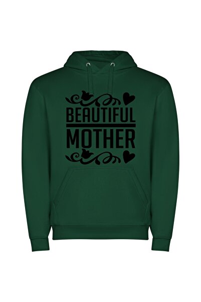 iLovePrints Elegantly Captured Motherhood Φούτερ με κουκούλα σε χρώμα Πράσινο