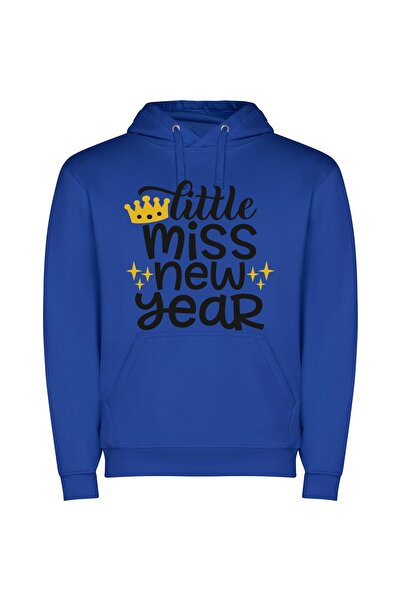 iLovePrints Royal New Year's Crown Φούτερ με κουκούλα σε χρώμα Μπλε