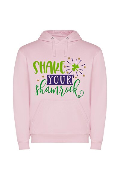 iLovePrints Enigmatic Shamrock Spectacle Φούτερ με κουκούλα σε χρώμα Ροζ