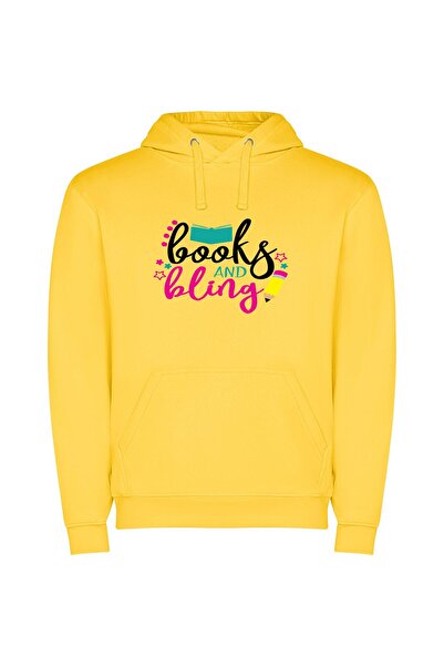 iLovePrints Jeweled Book Bonanza Φούτερ με κουκούλα σε χρώμα Κίτρινο