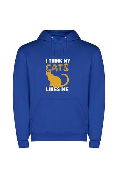 iLovePrints Feline Elegant Embellishments Φούτερ με κουκούλα σε χρώμα Μπλε