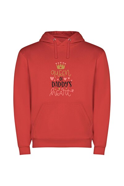 iLovePrints Regal Love: Digital Queen Φούτερ με κουκούλα σε χρώμα Κόκκινο