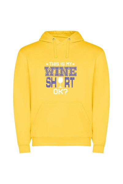 iLovePrints Elegant 'Wine Short' Visual Φούτερ με κουκούλα σε χρώμα Κίτρινο