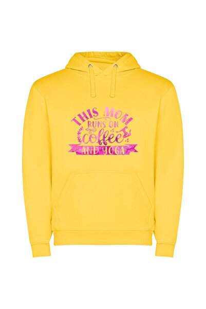 iLovePrints Mocha Marathon Mama Φούτερ με κουκούλα σε χρώμα Κίτρινο