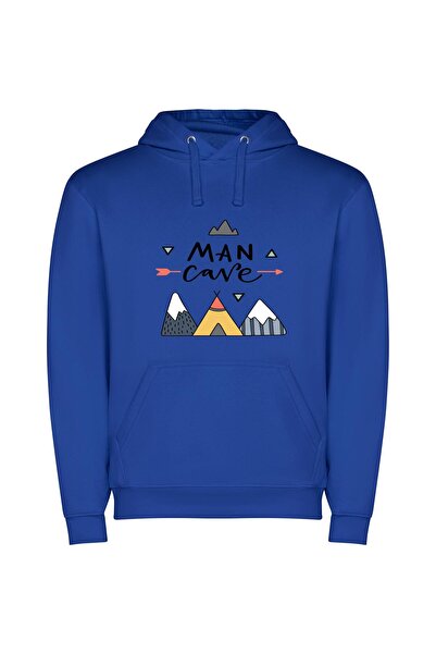 iLovePrints Cave Man Chic Φούτερ με κουκούλα σε χρώμα Μπλε