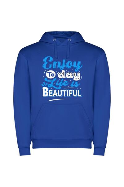 iLovePrints Life's Beautiful Moments Φούτερ με κουκούλα σε χρώμα Μπλε