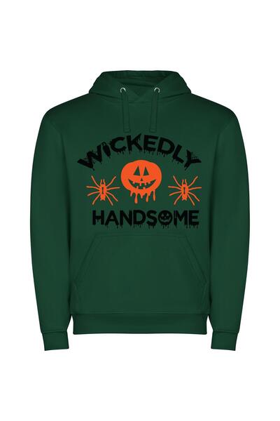 iLovePrints Whacky Jack-o'-Lantern Sign Φούτερ με κουκούλα σε χρώμα Πράσινο