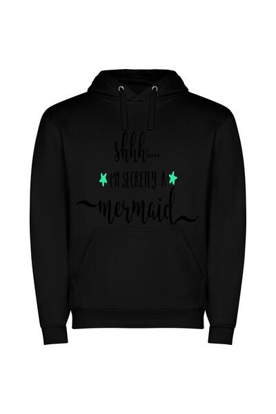 iLovePrints Silently Seductive Mermaid Φούτερ με κουκούλα σε χρώμα Μαύρο