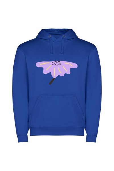 iLovePrints Dotted Violet Blossom Φούτερ με κουκούλα σε χρώμα Μπλε