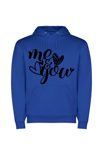 iLovePrints Ink Affair: Monochrome Love Φούτερ με κουκούλα σε χρώμα Μπλε