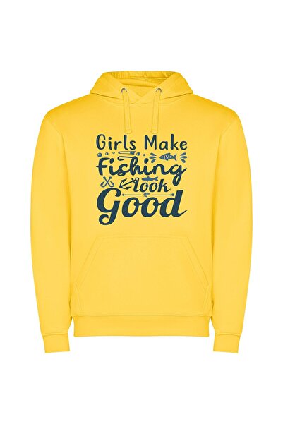 iLovePrints Fishing Girls, Stunning Creations Φούτερ με κουκούλα σε χρώμα Κίτ...