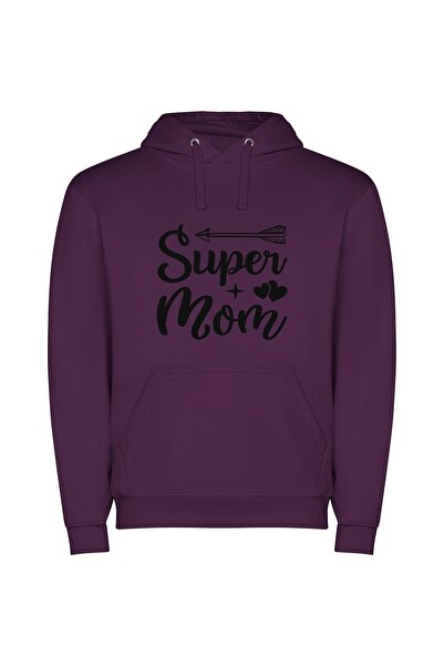 iLovePrints Superior Supermom Sign Φούτερ με κουκούλα σε χρώμα Μωβ