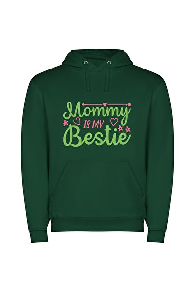 iLovePrints Mommies' Colorful Love Bond Φούτερ με κουκούλα σε χρώμα Πράσινο