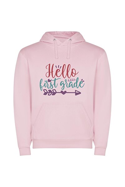 iLovePrints Charming Greetings: First Grade Φούτερ με κουκούλα σε χρώμα Ροζ