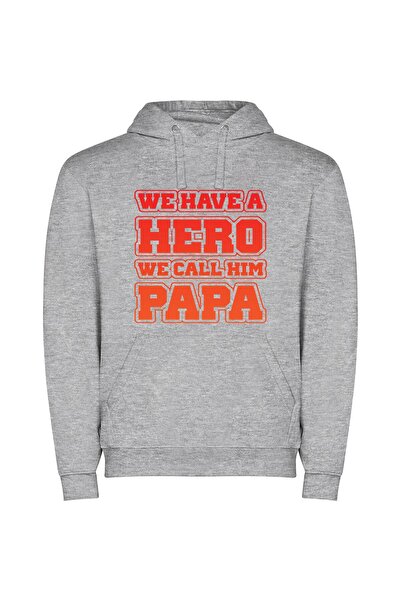 iLovePrints Papa: The Artistic Hero Φούτερ με κουκούλα σε χρώμα Γκρι