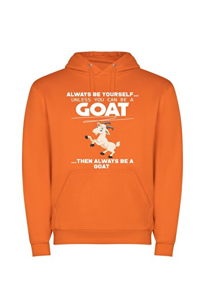 iLovePrints Whimsical Goat Escapade Φούτερ με κουκούλα σε χρώμα Πορτοκαλί