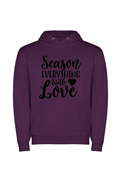iLovePrints Love-Filled Seasonal Prints Φούτερ με κουκούλα σε χρώμα Μωβ