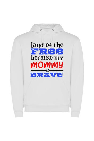 iLovePrints Brave, Patriotic Mommy: Freedom Φούτερ με κουκούλα σε χρώμα Λευκό