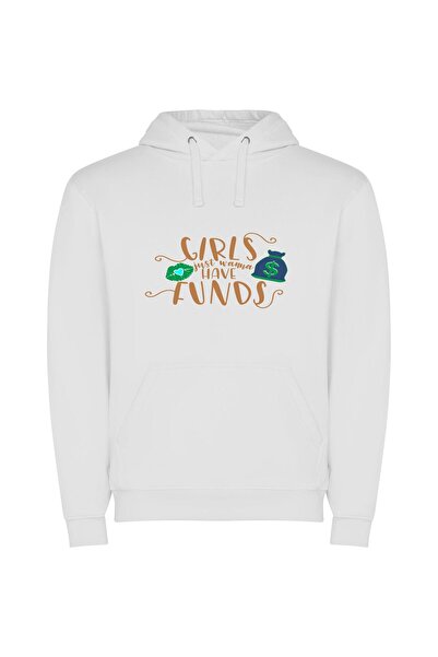 iLovePrints Money & Girls: Fun & Fancy Φούτερ με κουκούλα σε χρώμα Λευκό