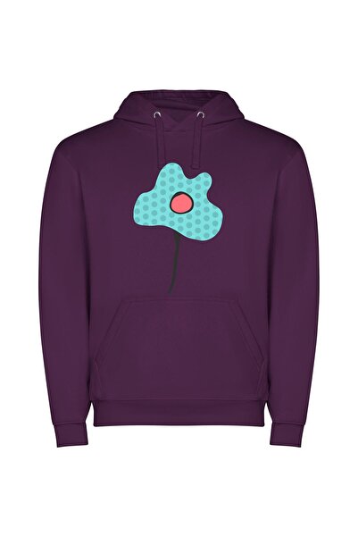 iLovePrints Polka Dot Flower Fashion Φούτερ με κουκούλα σε χρώμα Μωβ