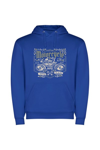 iLovePrints Motorcycle Diamond Dreams Φούτερ με κουκούλα σε χρώμα Μπλε