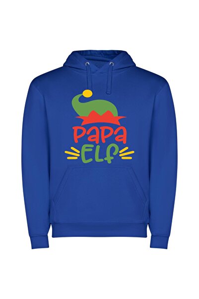 iLovePrints Papa Elf Logo Delight Φούτερ με κουκούλα σε χρώμα Μπλε
