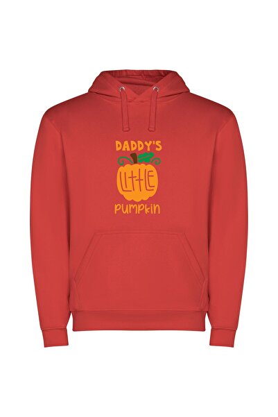 iLovePrints Precious Pumpkin Portrait Φούτερ με κουκούλα σε χρώμα Κόκκινο