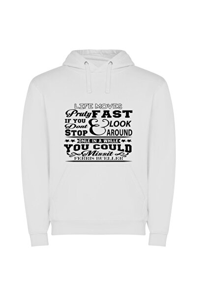 iLovePrints Graphic Monochrome Street Jive Φούτερ με κουκούλα σε χρώμα Λευκό