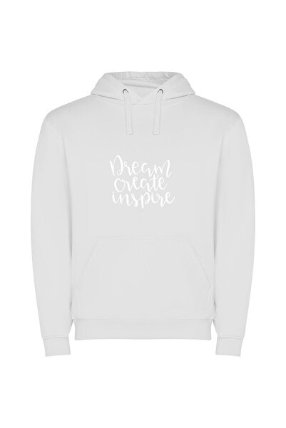 iLovePrints Dream Inspire Create Overcome Φούτερ με κουκούλα σε χρώμα Λευκό