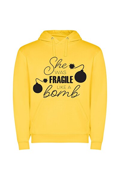 iLovePrints Fragile Bombshell Journey Φούτερ με κουκούλα σε χρώμα Κίτρινο