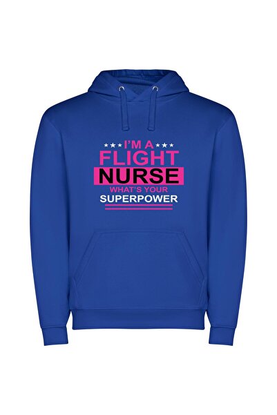 iLovePrints Hero Nurse Flight February Φούτερ με κουκούλα σε χρώμα Μπλε