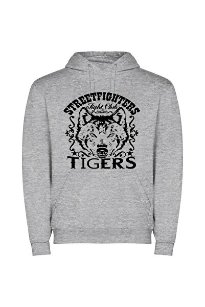 iLovePrints Streetwear Wolf: Adobe Masterpiece Φούτερ με κουκούλα σε χρώμα Γκρι