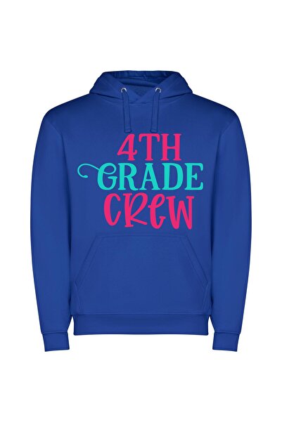 iLovePrints Vibrant 4th Grade Crew Φούτερ με κουκούλα σε χρώμα Μπλε