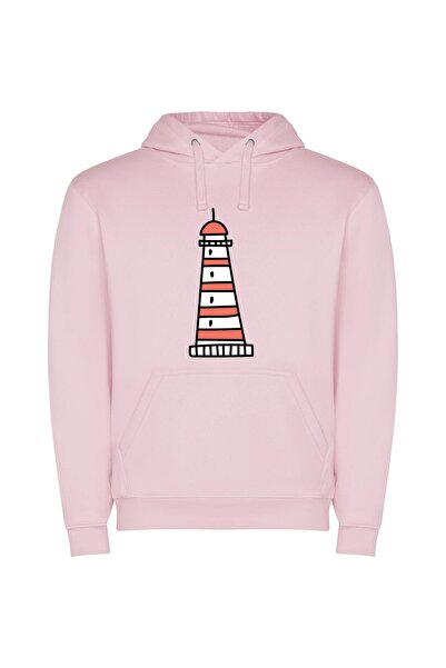 iLovePrints Radiant Lighthouse Beacon Φούτερ με κουκούλα σε χρώμα Ροζ