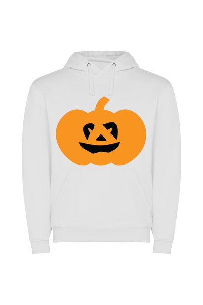 iLovePrints Grim Gourd Grin Φούτερ με κουκούλα σε χρώμα Λευκό